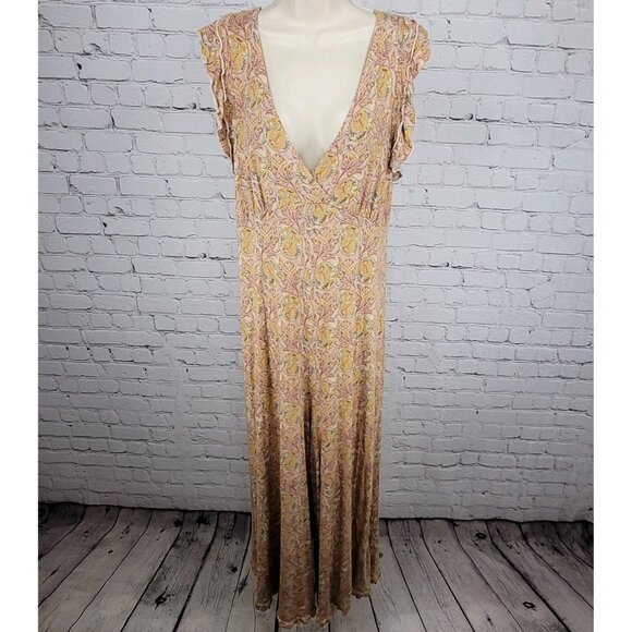 Anthropologie Multicolor Print Boho Stretch Short Sleeve Jumpsuit Jumper Medium - Picture 1 of 12